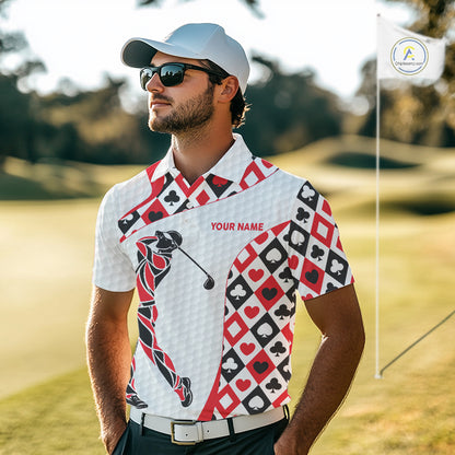 Personalized Poker Mens Golf Polo Shirt Custom Name Funny Golf Top For Team, Golfer Gift For Men NBT497