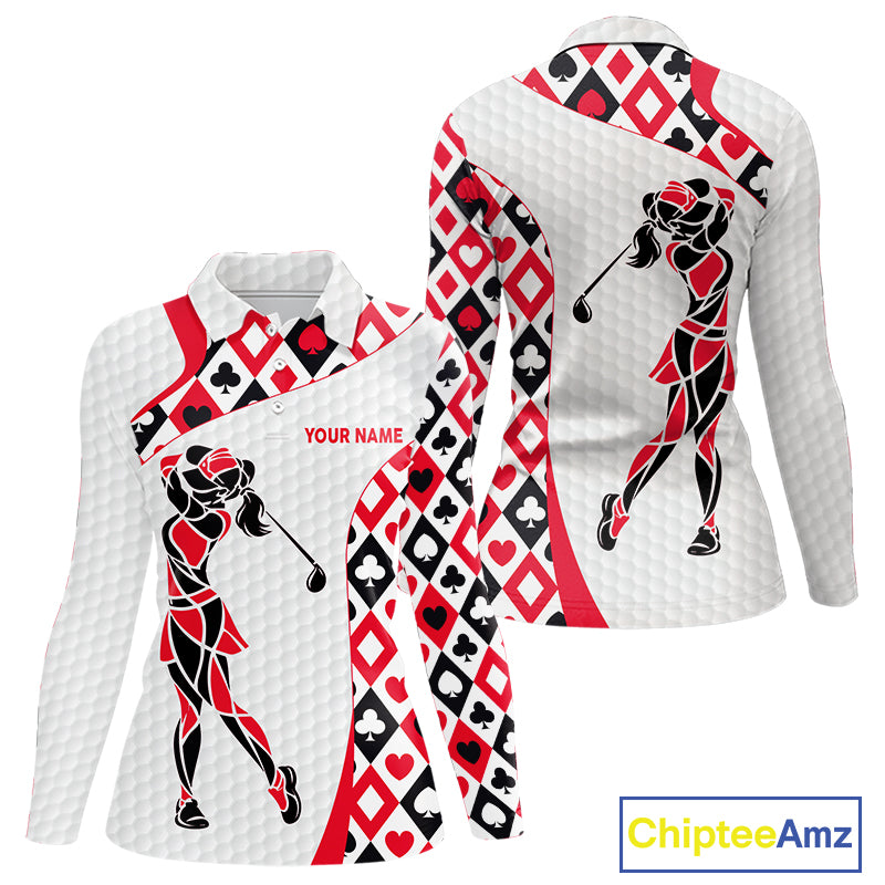 Personalized Poker Womens Golf Polo Shirt Custom Name Funny Golf Top For Team, Golfer Gift For Ladies NBT497