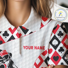 Load image into Gallery viewer, Personalized Poker Womens Golf Polo Shirt Custom Name Funny Golf Top For Team, Golfer Gift For Ladies NBT497