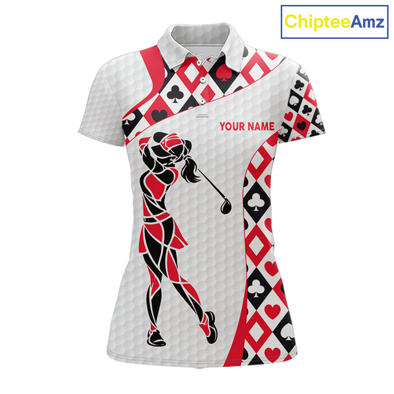Personalized Poker Womens Golf Polo Shirt Custom Name Funny Golf Top For Team, Golfer Gift For Ladies NBT497
