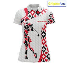 Load image into Gallery viewer, Personalized Poker Womens Golf Polo Shirt Custom Name Funny Golf Top For Team, Golfer Gift For Ladies NBT497