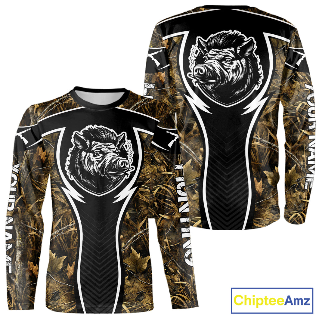 Wild Boar Hunting Full Camouflage 3D Custom Name, Hunting Clothes for Men, Hunting Gifts NBT228