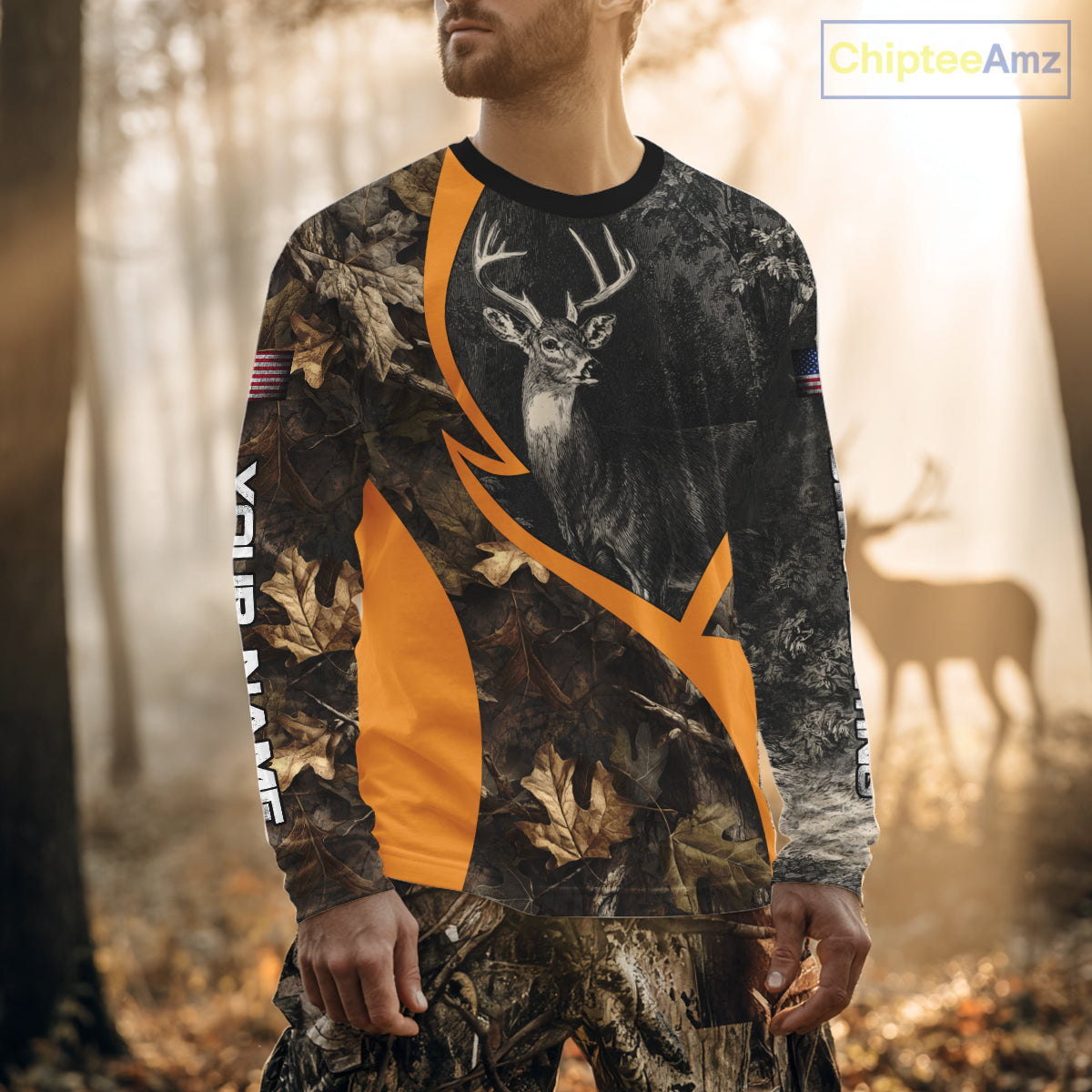 Deer Hunting Dark Brown Camouflage 3D All Over Printing Shirts, Hunting Gifts for Men NBT232