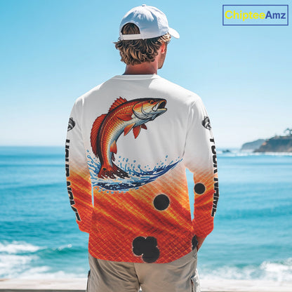 Redfish Fishing Scales Custom Name UV Protection Long Sleeve Fishing Shirts NBT514