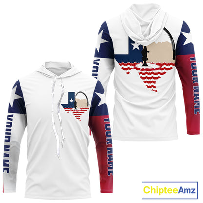 Personalized Texas Flag Long Sleeve Hooded Custom Name Tournament Fishing Shirts, Texas Fishing Jerseys NBT515