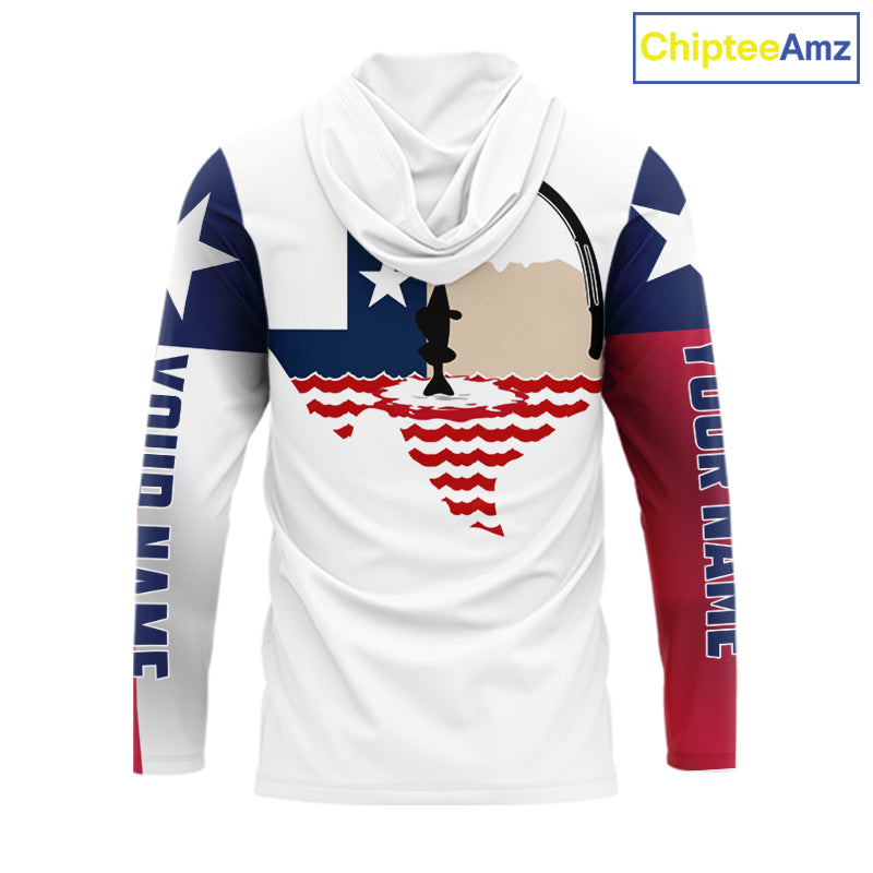 Personalized Texas Flag Long Sleeve Hooded Custom Name Tournament Fishing Shirts, Texas Fishing Jerseys NBT515