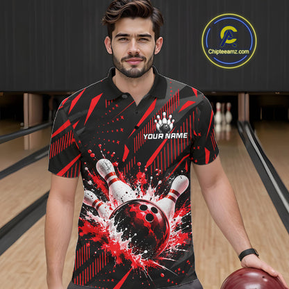 Personalized Red Bowling Shirts Custom Bowling Team Jersey Quarter-Zip Bowling Shirts For Men NBT1214