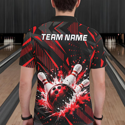 Personalized Red Bowling Shirts Custom Bowling Team Jersey Quarter-Zip Bowling Shirts For Men NBT1214