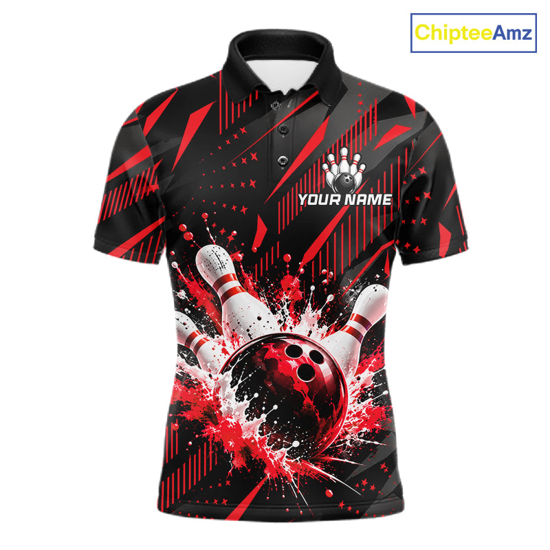 Personalized Red Bowling Shirts Custom Bowling Team Jersey Quarter-Zip Bowling Shirts For Men NBT1214