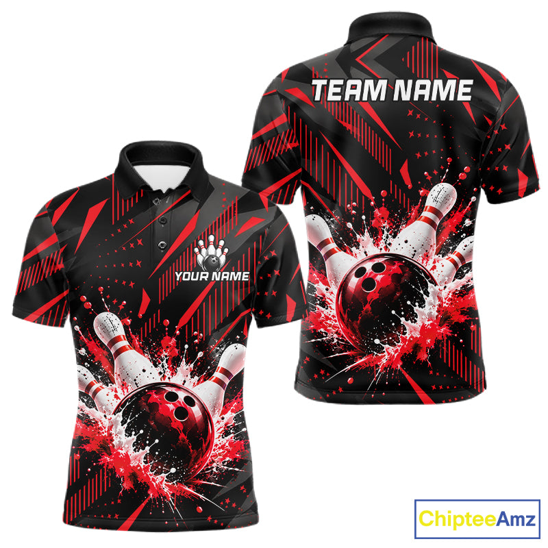 Personalized Red Bowling Shirts Custom Bowling Team Jersey Quarter-Zip Bowling Shirts For Men NBT1214