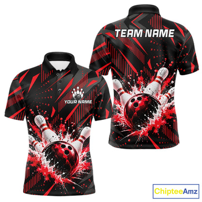Personalized Red Bowling Shirts Custom Bowling Team Jersey Quarter-Zip Bowling Shirts For Men NBT1214