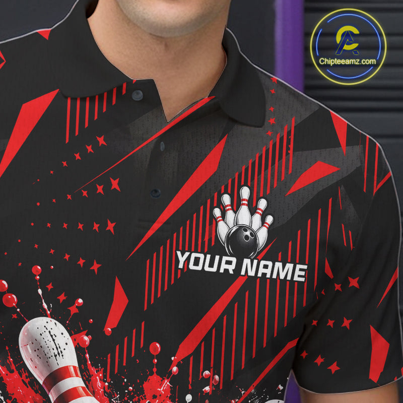 Personalized Red Bowling Shirts Custom Bowling Team Jersey Quarter-Zip Bowling Shirts For Men NBT1214