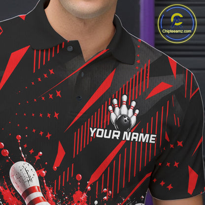 Personalized Red Bowling Shirts Custom Bowling Team Jersey Quarter-Zip Bowling Shirts For Men NBT1214