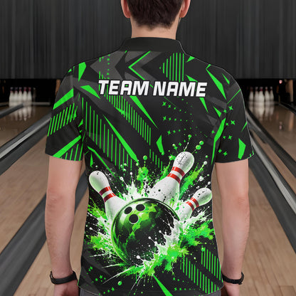 Personalized Green Bowling Shirts Custom Bowling Team Jersey Quarter-Zip Bowling Shirts For Men NBT1215