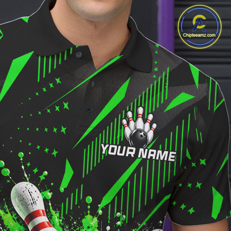 Personalized Green Bowling Shirts Custom Bowling Team Jersey Quarter-Zip Bowling Shirts For Men NBT1215
