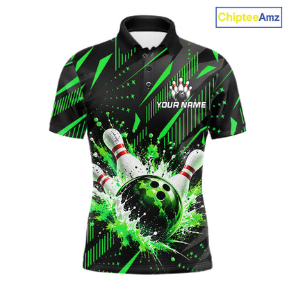 Personalized Green Bowling Shirts Custom Bowling Team Jersey Quarter-Zip Bowling Shirts For Men NBT1215