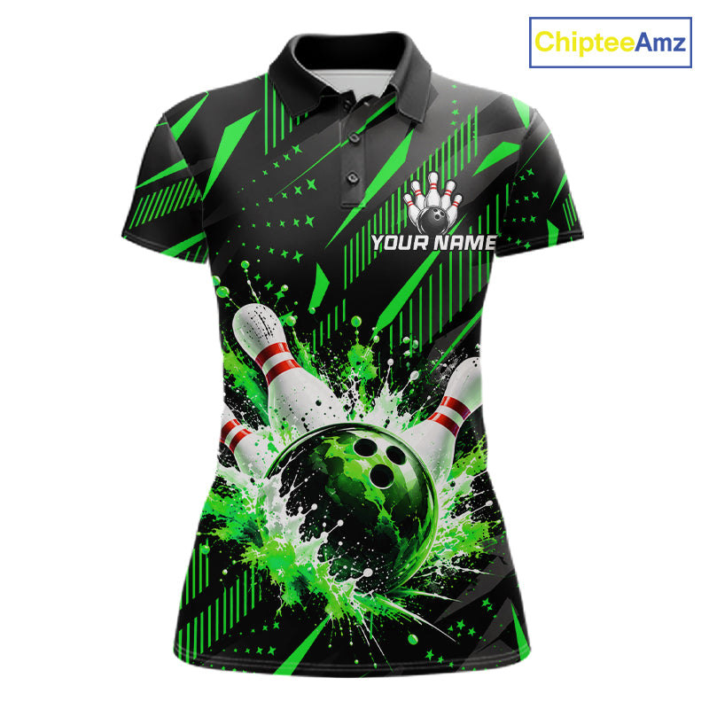 Personalized Green Bowling Shirts Custom Bowling Team Jersey Quarter-Zip Bowling Shirts For Women NBT1215
