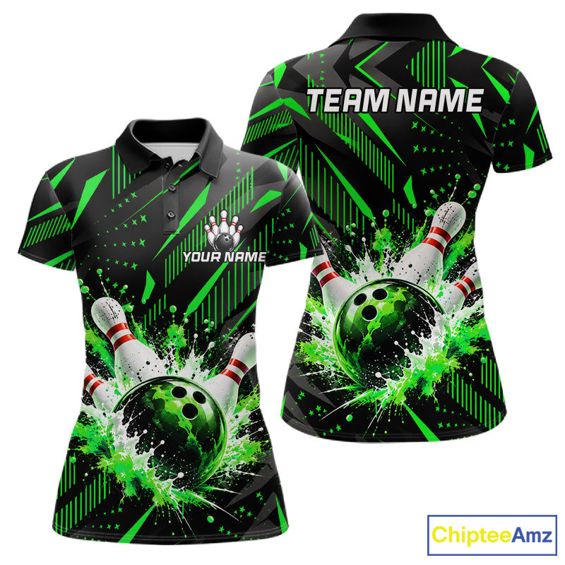 Personalized Green Bowling Shirts Custom Bowling Team Jersey Quarter-Zip Bowling Shirts For Women NBT1215