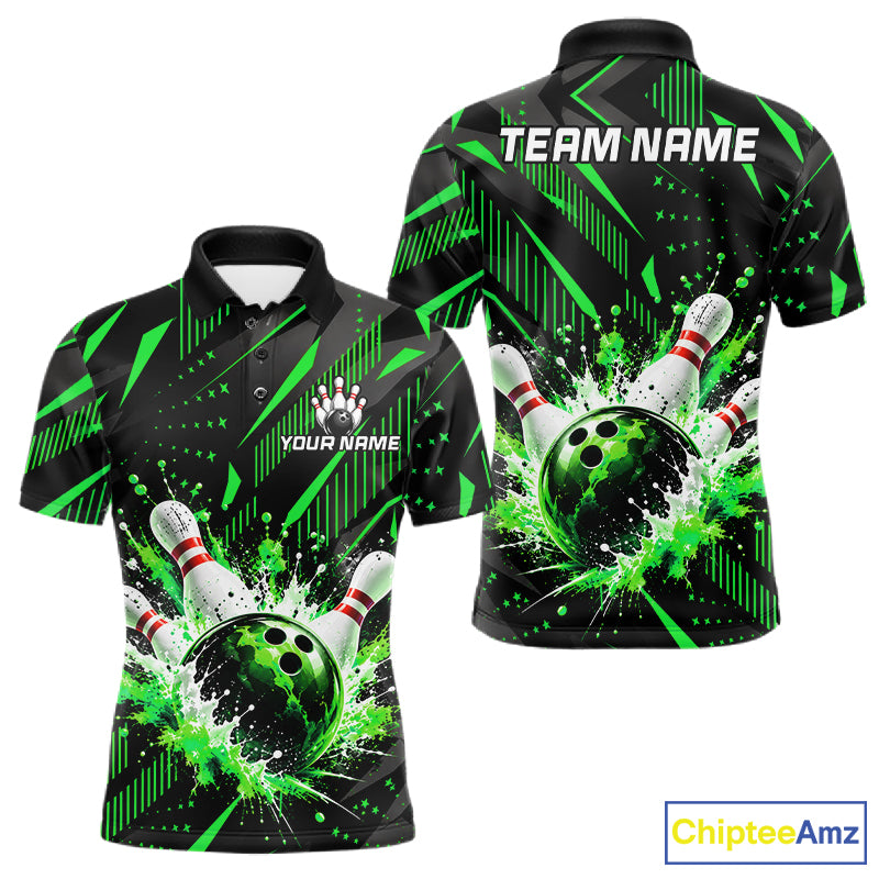 Personalized Green Bowling Shirts Custom Bowling Team Jersey Quarter-Zip Bowling Shirts For Men NBT1215