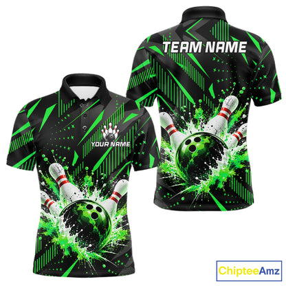 Personalized Green Bowling Shirts Custom Bowling Team Jersey Quarter-Zip Bowling Shirts For Men NBT1215