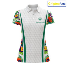 Load image into Gallery viewer, Funny Golf Skull Tropical Pattern Golf Polo Shirt Custom Name Golf Shirts For Womens NBT519