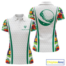 Load image into Gallery viewer, Funny Golf Skull Tropical Pattern Golf Polo Shirt Custom Name Golf Shirts For Womens NBT519
