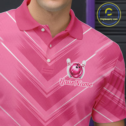 Custom Pink Bowling Shirt For Men, Bowling League Shirt Bowling Team Jersey NBT1004