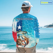 Load image into Gallery viewer, Texas Slam Fishing Texas Flag, Blue Sea Wave Ocean Camo Texas Slam Long Sleeve Fishing Shirts NBT869