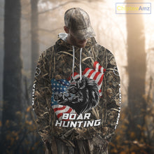 Load image into Gallery viewer, Custom Wild Boar Hunting Camo Full Printing US Flag Shirts Boar Hunting Gifts for Hunters NBT257