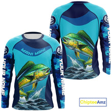 Load image into Gallery viewer, Custom Mahi Mahi Long Sleeve Fishing Shirts For Team, Saltwater Performance Fishing Shirt  NBT350
