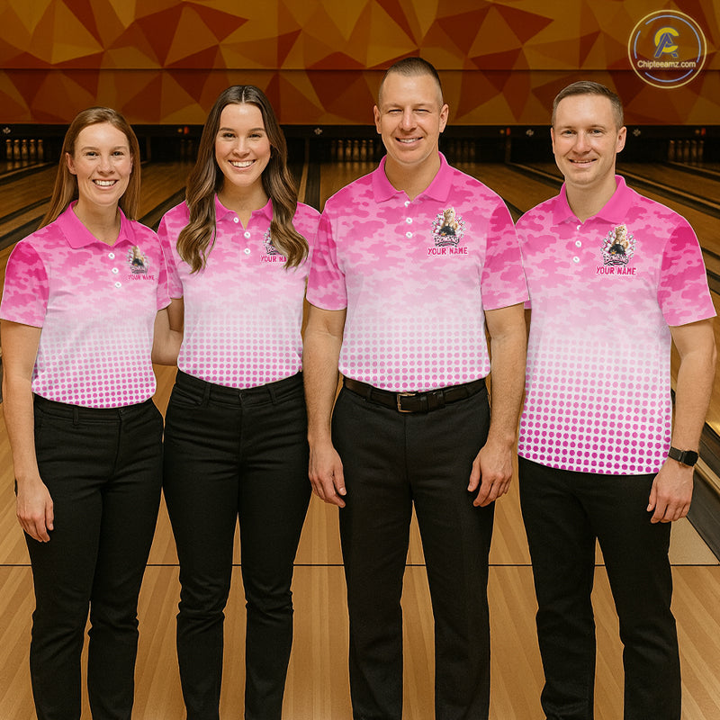 Cute Cat Custom Funny Bowling Polo & 1/4 Zip Shirts For Men, Cat Bowling Team Outfits NBT1110