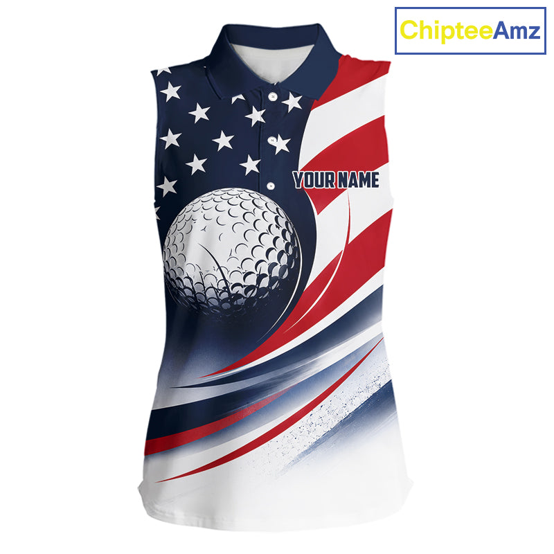 America 250Th Anniversary Womens Sleeveless Golf Polo Shirt Custom Name Patriotic USA Tournament Golf Shirts, Golf Gift NBT790