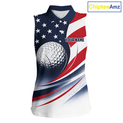 America 250Th Anniversary Womens Sleeveless Golf Polo Shirt Custom Name Patriotic USA Tournament Golf Shirts, Golf Gift NBT790