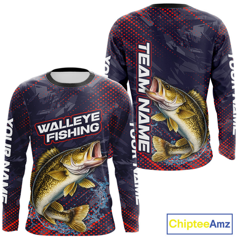 Personalized Walleye Fishing Shirts Purple Camo, Walleye Fishing Tounament Shirts NBT443