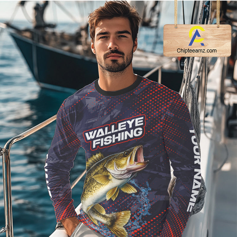 Personalized Walleye Fishing Shirts Purple Camo, Walleye Fishing Tounament Shirts NBT443