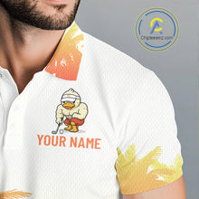 Load image into Gallery viewer, Funny Duck Golf Polo Shirt For Men, Tropical Sunset Print, Sporty Animal Golf Gift NBT803