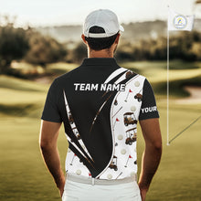 Load image into Gallery viewer, Personalized Golf Gift For Men, Custom Name Golf Polo Shirt, Golf Cart Pattern Polo For Golf Lovers NBT804