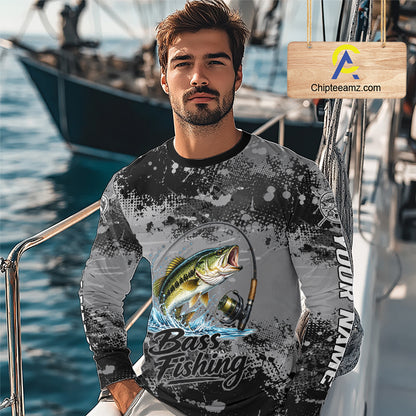 Personalized Bass Long Sleeve Performance Fishing Shirts , Team Bass Tournament Shirt NBT1126