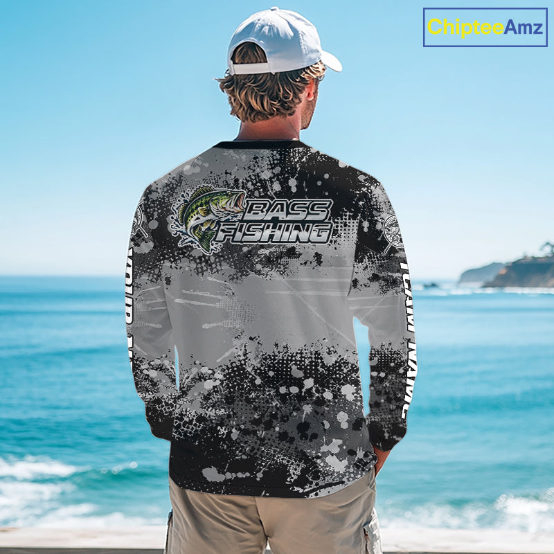 Personalized Bass Long Sleeve Performance Fishing Shirts , Team Bass Tournament Shirt NBT1126