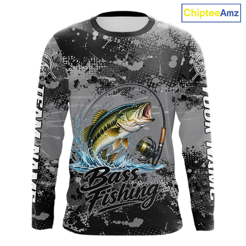 Personalized Bass Long Sleeve Performance Fishing Shirts , Team Bass Tournament Shirt NBT1126