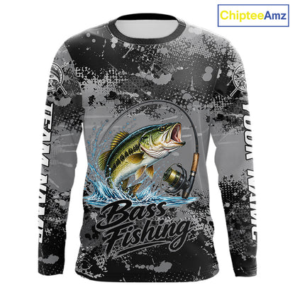 Personalized Bass Long Sleeve Performance Fishing Shirts , Team Bass Tournament Shirt NBT1126