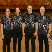 Load image into Gallery viewer, American Flag Custom Grim Reaper Bowling Quarter Zip Shirts For Men, Halloween Skull Bowling Shirt NBT884