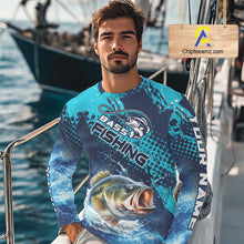 Load image into Gallery viewer, Thunder Lightning Bass Fishing Tournament Shirts Blue Camo, Custom Bass Fishing Shirts For Men NBT448