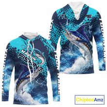 Load image into Gallery viewer, Thunder Lightning Marlin Performance Fishing Shirts with Hood, Marlin Offshore Fishing Shirts NBT452