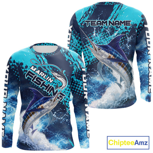 Thunder Lightning Marlin Performance Fishing Shirts, Marlin Offshore Fishing Shirts NBT452