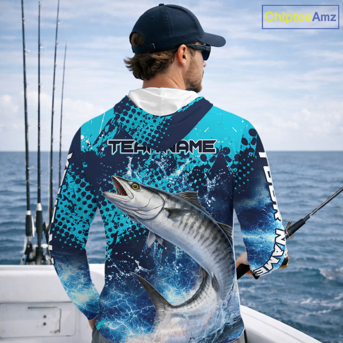 Thunder Lightning King Mackerel Performance Fishing Shirts with Hood, King Mackerel Offshore Fishing Shirts NBT453