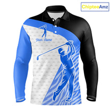 Load image into Gallery viewer, Blue Zebra Pattern Mens Golf Polo Shirts Custom Name Gift For Golf Lovers NBT582