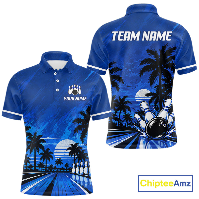 Custom Bowling Jersey Polo & 1/4 Zip Custom Tropical Sublimated Bowling Shirt For Men NBT1138