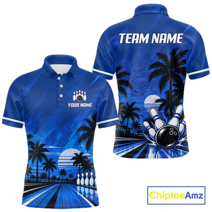 Custom Bowling Jersey Polo & 1/4 Zip Custom Tropical Sublimated Bowling Shirt For Men NBT1138