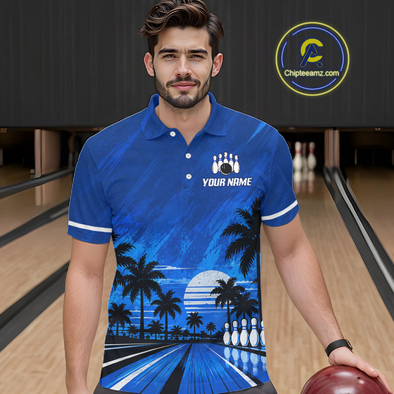 Custom Bowling Jersey Polo & 1/4 Zip Custom Tropical Sublimated Bowling Shirt For Men NBT1138